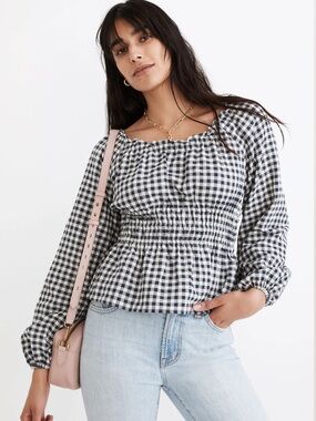 Madewell Sophia Top in Textured Windowpane